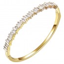 Gold Plated Cubic Zirconia Hinged 4mm Single Row Bangle 7&quot;
