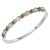 Rhodium-Plated-With-Multi-Color-4mm-Cubic-Zirconia-Hinged-Bangle-Bracelet-Single-Row-Prong-7"-Rhodium Multi Color