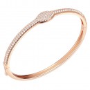 Gold Plated Hinged Bangle Bracelet AAA Cubic Zirconia 7" for Women