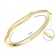 Gold Plated Hinged Bangle Bracelet AAA Cubic Zirconia 7" for Women