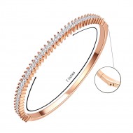 Rose Gold Plated Marquise Shape CZ Cubic Zirconia Hinged Bangle for Women and Girls