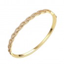 Rhodium Plated with Infinity Style CZ Cubic Zirconia Stone Bangle for Women and Girls