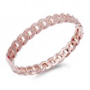 Rose Gold Plated Pave Link Hinged Bangle with CZ