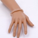 Rose Gold Plated Pave Link Hinged Bangle with CZ