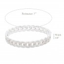 Rhodium Plated Pave Link Hinged Bangle with CZ