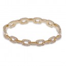 Gold Plated With CZ Cubic Zirconia Pave Link Hinged Bangle