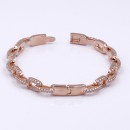 Rose Gold Plated With CZ Cubic Zirconia Pave Link Hinged Bangle
