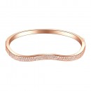 Gold Plated Paved with Hinged Bangle Bracelet Paved with Two Rows of Cubic Zirconia 7 Inches for Women