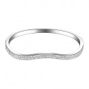 Rhodium Plated Paved with Hinged Bangle Bracelet Paved with Two Rows of Cubic Zirconia 7 Inches for Women