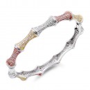 3-Tone Plated Hinged Bangles with CZ