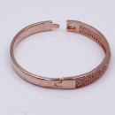 Rose Gold Plated With Clear CZ Wide Bangle Bracelets