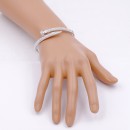 Rhodium Plated With Clear CZ Nail Bangle Bracelets