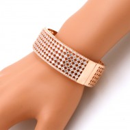 Rose Gold Plated With CZ Cubic Zirconia Wide Bangle