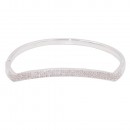Rhodium Plated With Clear CZ Cubic Zirconia Wave Bangle Bracelets