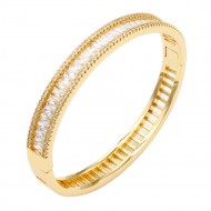 Gold Plated Bangles Bracelets with Clear CZ