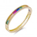 Gold Plated Bangles Bracelets with Clear CZ