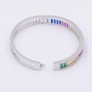 Rhodium Plated With Multi Color CZ Bangle