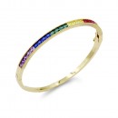 Gold Plated Bangle Bracelets with Clear CZ