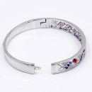 Rhodium Plated Plated With Multi Color CZ Hinged Bangles