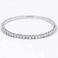 Rhodium Plated With Clear CZ Bangle