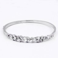 Rhodium Plated With Clear CZ Bangle