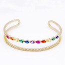 Gold Plated With Multi Color CZ Cuff Bracelets