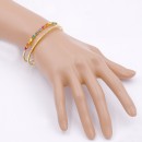 Gold Plated With Multi Color CZ Cuff Bracelets