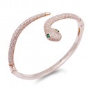 Rose Gold Plated With Clear CZ Hinged Snake Bangles