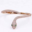 Rose Gold Plated With Clear CZ Hinged Snake Bangles