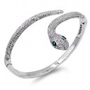 Rhodium Plated With Clear CZ Hinged Snake Bangles