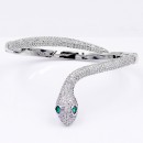 Rhodium Plated With Clear CZ Hinged Snake Bangles