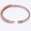 Rose Gold Plated With Clear CZ Hinged Bangles