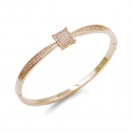 Gold Plated With Clear CZ Hinged Bangles