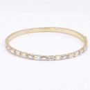 Gold Plated With Clear CZ Hinged Bangles