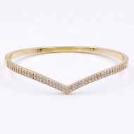 Gold Plated With Clear CZ Hinged Bangles