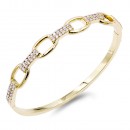 Rhodium Plated Link Bangles with Cubic Zirconia