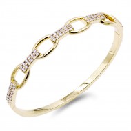 Gold Plated Link Bangles with Cubic Zirconia