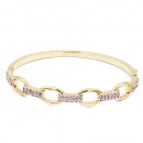 Gold Plated Link Bangles with Cubic Zirconia