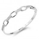 Rhodium Plated Link Bangles with Cubic Zirconia