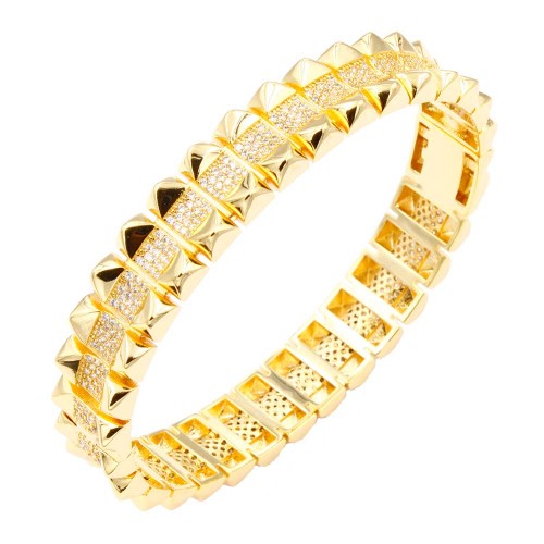 Gold Plated Hinged Bangles with Cubic Zirconia