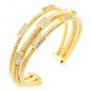 Gold Plated Cuff Bangles with Cubic Zirconia