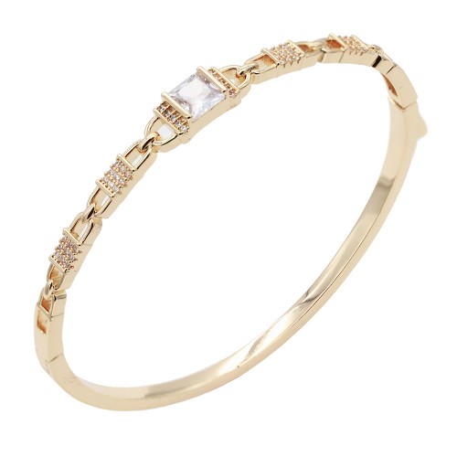 Gold Plated With Clear CZ Bangle Bracelet