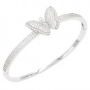 Rhodium Plated with  Butterfly Hinged Bangle