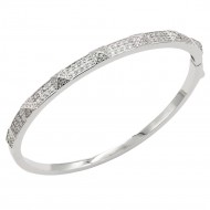 Rhodium Plated With Clear CZ Bangle Bracelet