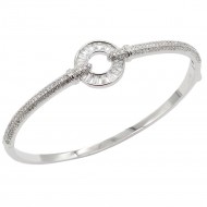 Rhodium Plated With Clear CZ Bangle Bracelet