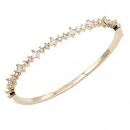 Gold Plated With Clear CZ Bangle Bracelet