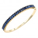 Gold Plated With Blue Color CZ Bangle Bracelets