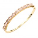 Gold Plated With Pink Color CZ Bangle Bracelets