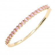 Gold Plated With Pink Color CZ Bangle Bracelets