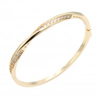 Gold Plated Clear  CZ Bangle Bracelets